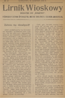 Lirnik Wioskowy : dodatek do „Drużyny” : poświęcony chórom śpiewaczym, muzyce swojskiej i teatrom amatorskim. 1919, nr 16