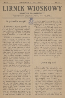 Lirnik Wioskowy : dodatek do „Drużyny” poświęcony umuzykalnieniu wsi polskiej. R. 3, 1925, nr 13