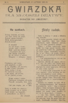 Gwiazdka dla Młodszej Dziatwy : dodatek do „Drużyny”. 1919, nr 4