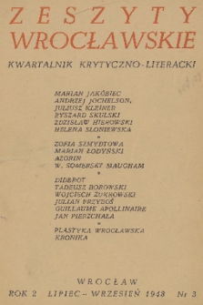 Zeszyty Wrocławskie : kwartalnik krytyczno-literacki. R. 2, 1948, nr 3