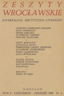 Zeszyty Wrocławskie : kwartalnik krytyczno-literacki. R. 2, 1948, nr 4