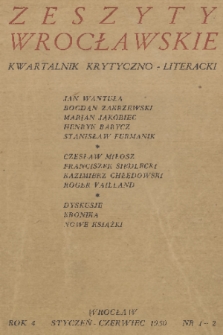 Zeszyty Wrocławskie : kwartalnik krytyczno-literacki. R. 4, 1950, nr 1-2
