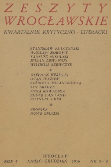 Zeszyty Wrocławskie : kwartalnik krytyczno-literacki. R. 4, 1950, nr 2