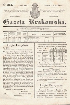 Gazeta Krakowska. 1834, nr 212