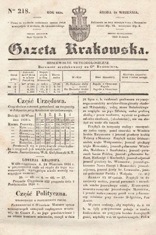 Gazeta Krakowska. 1834, nr 218