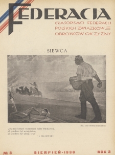 Federacja : czasopismo Federacji Polskich Związków Obrońców Ojczyzny. 1930, nr 8
