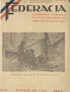 Federacja : czasopismo Federacji Polskich Związków Obrońców Ojczyzny. 1931, nr 1-2