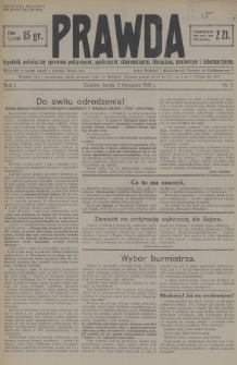 Prawda : tygodnik poświęcony sprawom politycznym, społecznym, ekonomicznym, literackim, naukowym i informacyjnym. 1926, nr 7