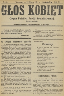 Głos Kobiet : organ Polskiej Partji Socjalistycznej. R. 2, 1921, nr 6