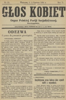 Głos Kobiet : organ Polskiej Partji Socjalistycznej. R. 2, 1921, nr 11