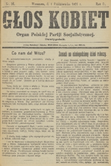 Głos Kobiet : organ Polskiej Partji Socjalistycznej. R. 2, 1921, nr 16