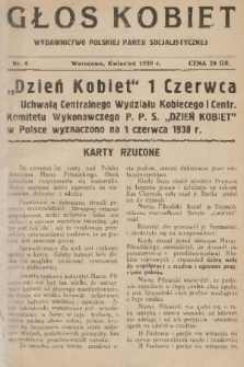 Głos Kobiet : wydawnictwo Polskiej Partji Socjalistycznej. 1930, nr 4