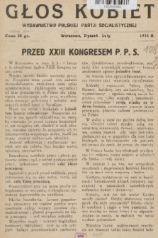 Głos Kobiet : wydawnictwo Polskiej Partji Socjalistycznej. 1934, nr 1