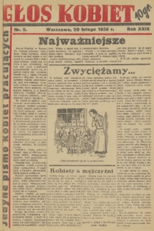 Głos Kobiet : jedyne pismo kobiet pracujących. R. 29, 1936, nr 5