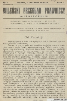 Wileński Przegląd Prawniczy. R. 1, 1930, nr 1
