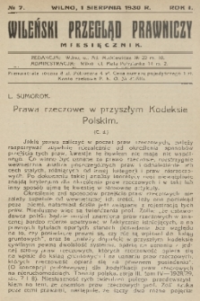 Wileński Przegląd Prawniczy. R. 1, 1930, nr 7