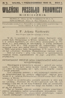Wileński Przegląd Prawniczy. R. 1, 1930, nr 9