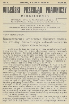 Wileński Przegląd Prawniczy. R. 2, 1931, nr 7