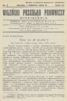 Wileński Przegląd Prawniczy. R. 3, 1932, nr 3