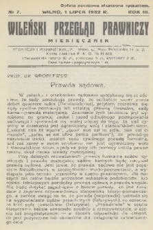 Wileński Przegląd Prawniczy. R. 3, 1932, nr 7