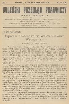 Wileński Przegląd Prawniczy. R. 4, 1933, nr 1