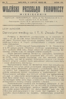 Wileński Przegląd Prawniczy. R. 4, 1933, nr 7