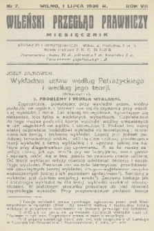 Wileński Przegląd Prawniczy. R. 7, 1936, nr 7