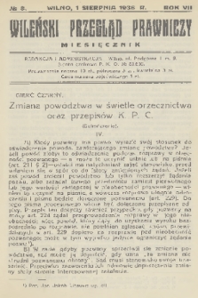 Wileński Przegląd Prawniczy. R. 7, 1936, nr 8