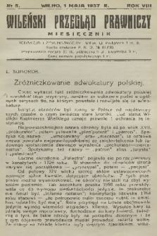 Wileński Przegląd Prawniczy. R. 8, 1937, nr 5