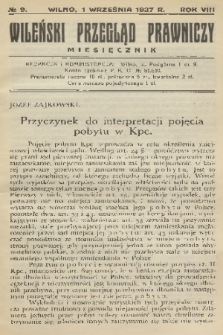 Wileński Przegląd Prawniczy. R. 8, 1937, nr 9