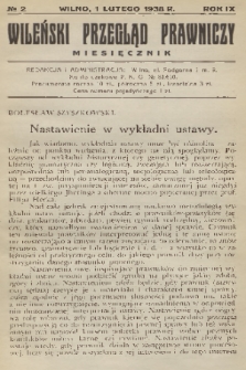 Wileński Przegląd Prawniczy. R. 9, 1938, nr 2