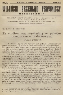 Wileński Przegląd Prawniczy. R. 9, 1938, nr 3