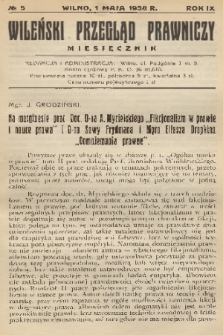Wileński Przegląd Prawniczy. R. 9, 1938, nr 5