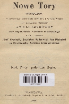 Nowe Tory : miesięcznik pedagogiczny. R. 4, 1909, Spis rzeczy zawartych w tomie II