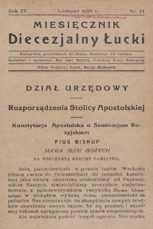 Miesięcznik Diecezjalny Łucki. 1929, nr 11