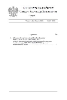 Biuletyn Branżowy Urzędu Regulacji Energetyki. Ciepło. 2022, nr 204