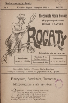 Rogaty : niezawisłe pismo polskie (krytyczno-polityczne) : humor i satyra. 1921, nr 3
