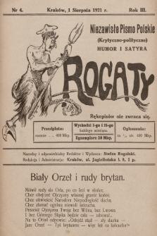 Rogaty : niezawisłe pismo polskie (krytyczno-polityczne) : humor i satyra. 1921, nr 4