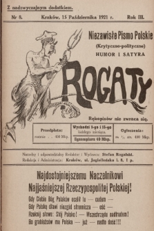 Rogaty : niezawisłe pismo polskie (krytyczno-polityczne) : humor i satyra. 1921, nr 8