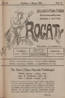 Rogaty : niezawisłe pismo polskie (krytyczno-polityczne) : humor i satyra. 1923, nr 27