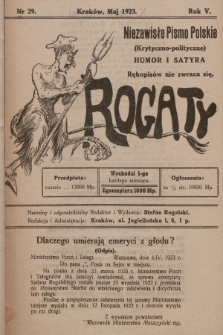 Rogaty : niezawisłe pismo polskie (krytyczno-polityczne) : humor i satyra. 1923, nr 29