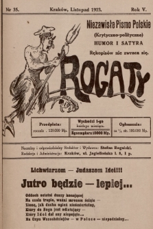 Rogaty : niezawisłe pismo polskie (krytyczno-polityczne) : humor i satyra. 1923, nr 35