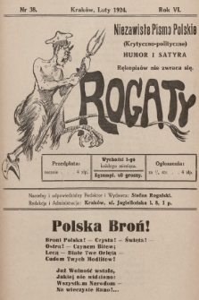 Rogaty : niezawisłe pismo polskie (krytyczno-polityczne) : humor i satyra. 1924, nr 38