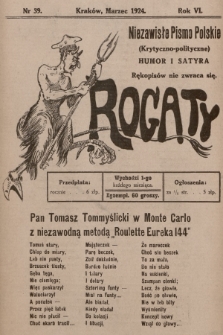 Rogaty : niezawisłe pismo polskie (krytyczno-polityczne) : humor i satyra. 1924, nr 39