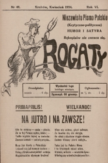 Rogaty : niezawisłe pismo polskie (krytyczno-polityczne) : humor i satyra. 1924, nr 40