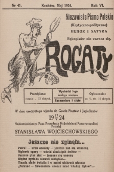Rogaty : niezawisłe pismo polskie (krytyczno-polityczne) : humor i satyra. 1924, nr 41