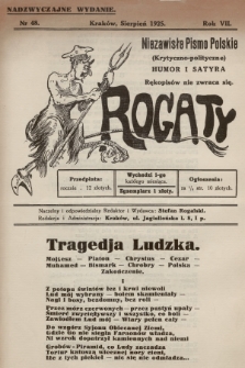 Rogaty : niezawisłe pismo polskie (krytyczno-polityczne) : humor i satyra. 1925, nr 48