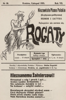 Rogaty : niezawisłe pismo polskie (krytyczno-polityczne) : humor i satyra. 1925, nr 50