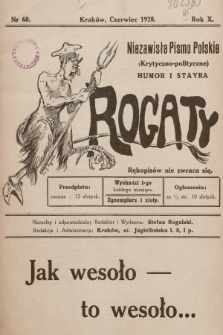 Rogaty : niezawisłe pismo polskie (krytyczno-polityczne) : humor i satyra. 1928, nr 60