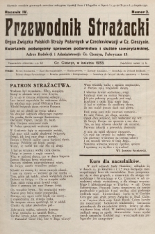 Przewodnik Strażacki : organ Związku Polskich Straży Pożarnych w Czechosłowacji w Cz. Cieszynie : kwartalnik poświęcony sprawom pożarnictwa i służbie samarytańskiej. 1933, nr 2